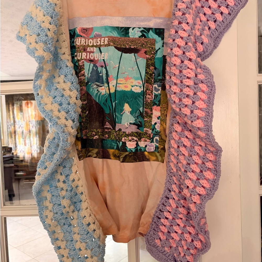 Upcycled Alice in Wonderland in Pastel Blue, Cream, Pink & Lavender